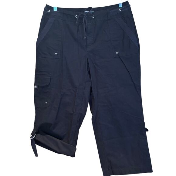 Women's Christopher & Banks Black Cargo Capri Pants Cotton, Size 10, EUC - Picture 1 of 5